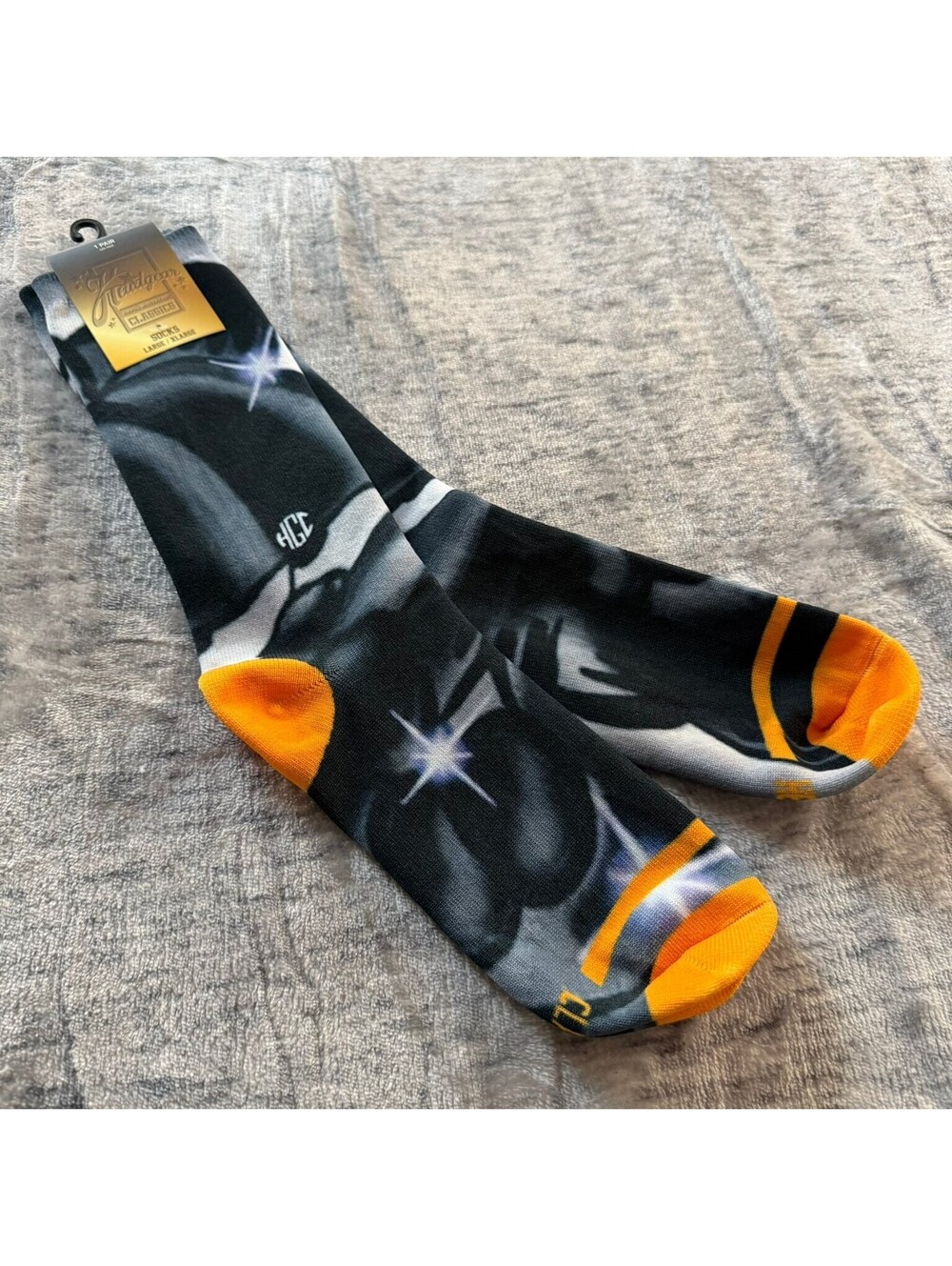 Headgear Classics Men's Outkast Crown Socks Large/XL Black Orange Cotton